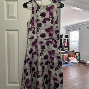 Floral Sleeveless Dress - Purple and Gray